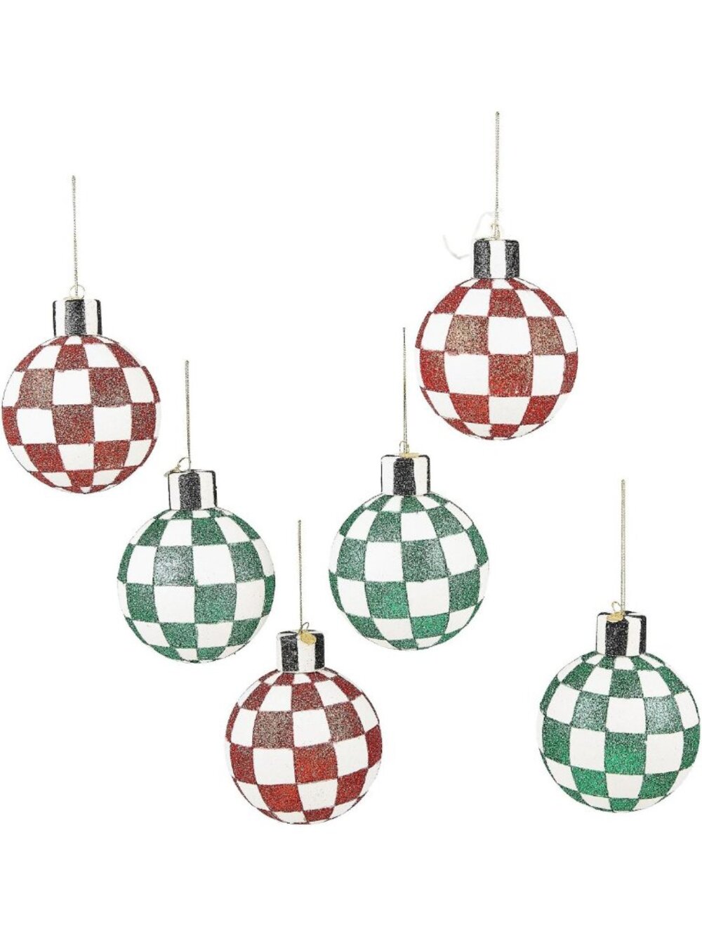 Set of 6 Glass Christmas Ornaments, Festive Tree Decorations, Holiday Decor